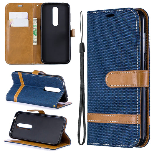Assorted Color Jeans Cloth Wallet Stand Leather Case for Nokia 4.2