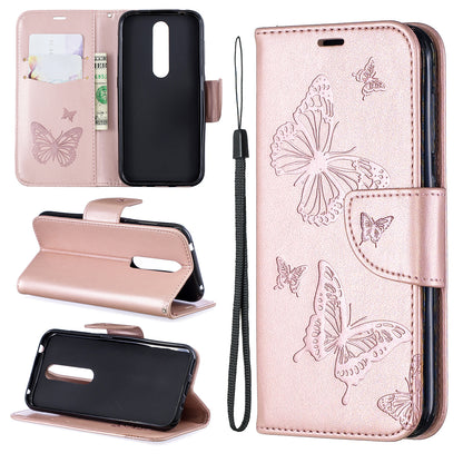 Imprint Butterfly Leather Wallet Case for Nokia 4.2