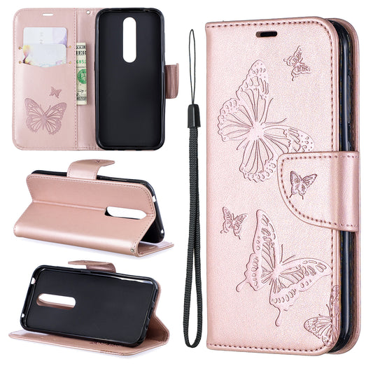 Imprint Butterfly Leather Wallet Case for Nokia 4.2