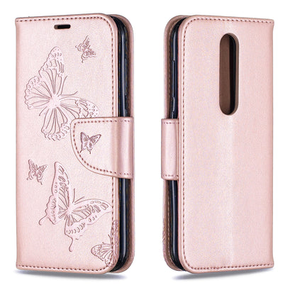 Imprint Butterfly Leather Wallet Case for Nokia 4.2