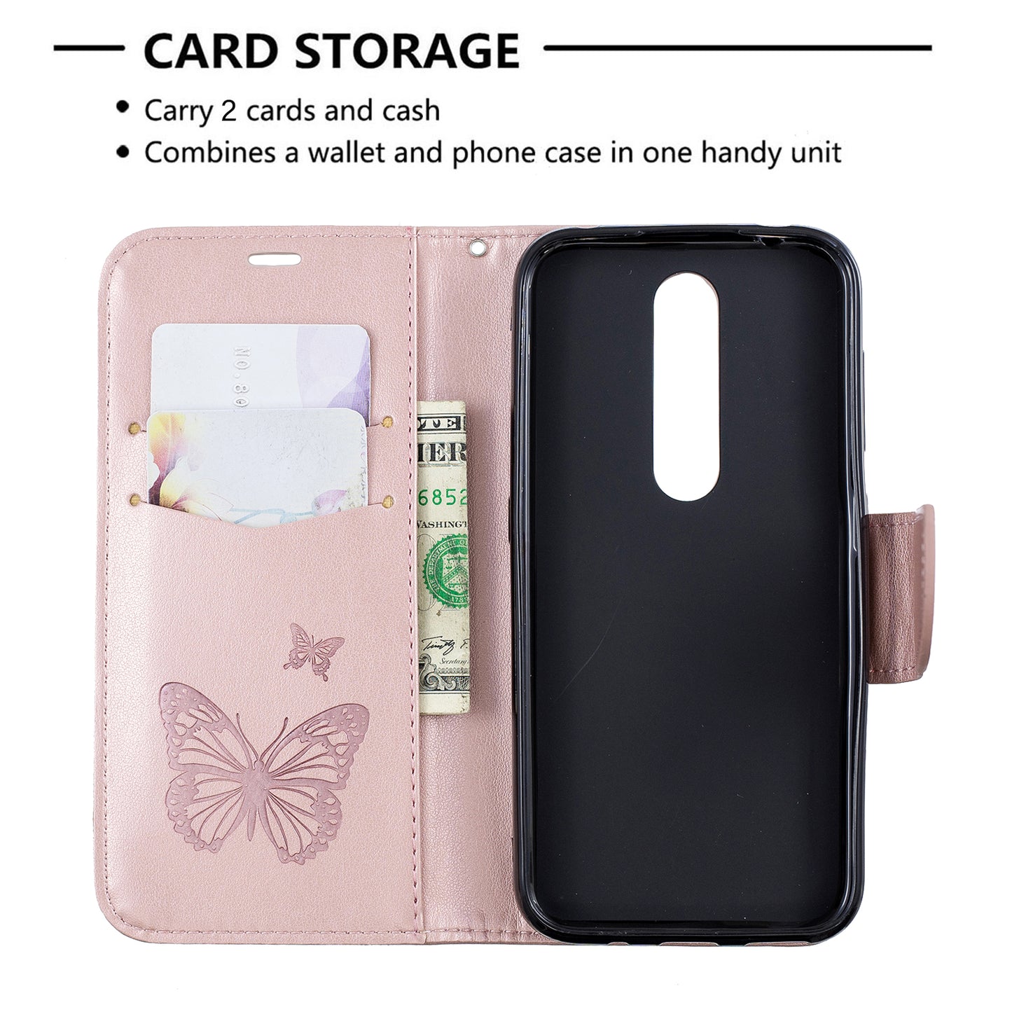 Imprint Butterfly Leather Wallet Case for Nokia 4.2