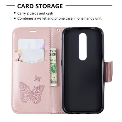 Imprint Butterfly Leather Wallet Case for Nokia 4.2