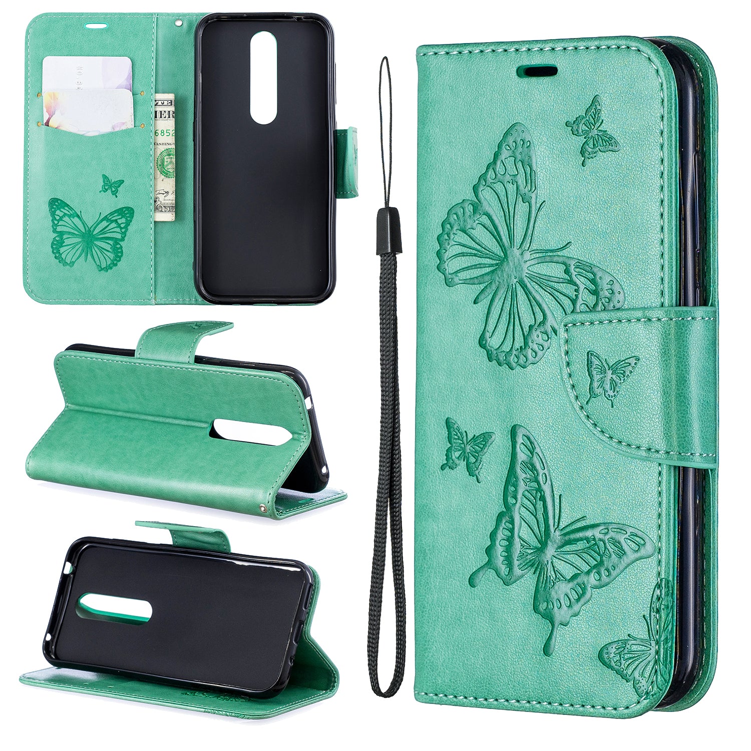 Imprint Butterfly Leather Wallet Case for Nokia 4.2