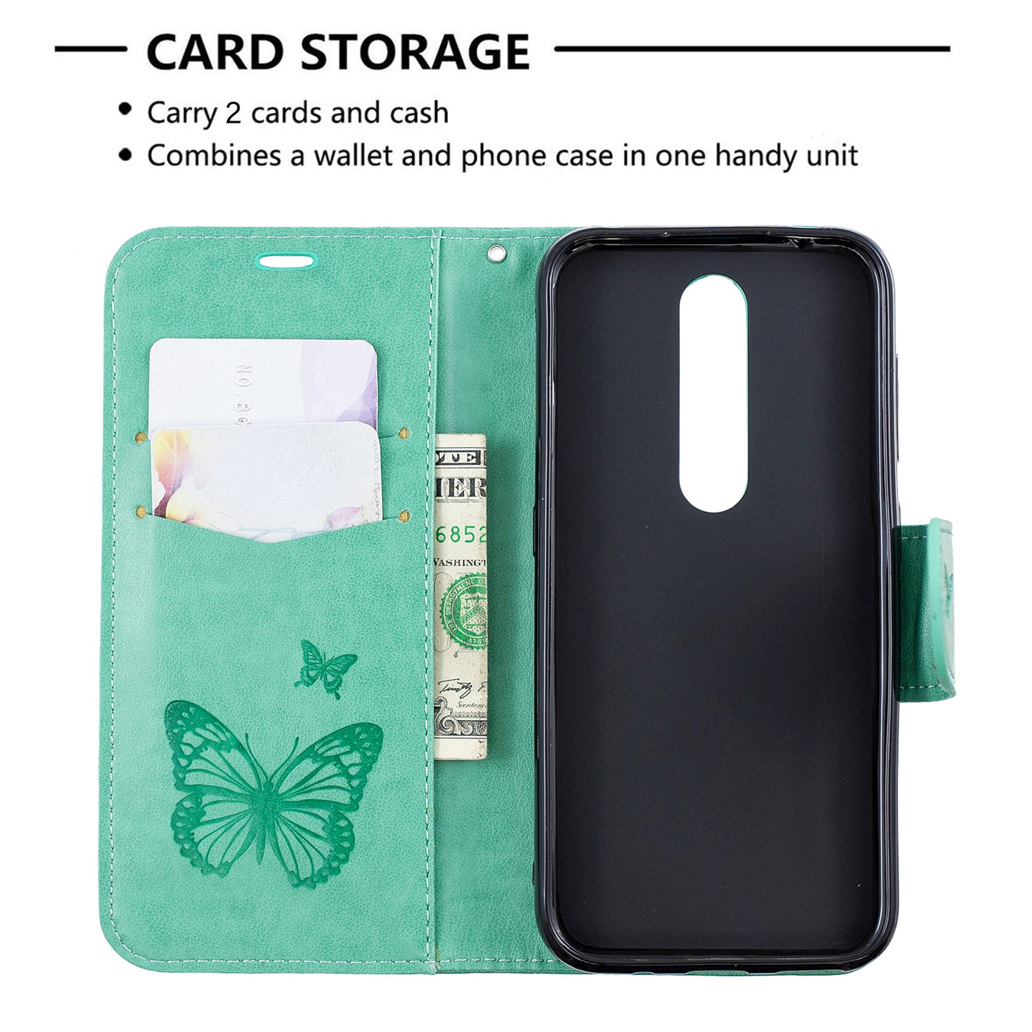 Imprint Butterfly Leather Wallet Case for Nokia 4.2