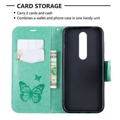 Imprint Butterfly Leather Wallet Case for Nokia 4.2