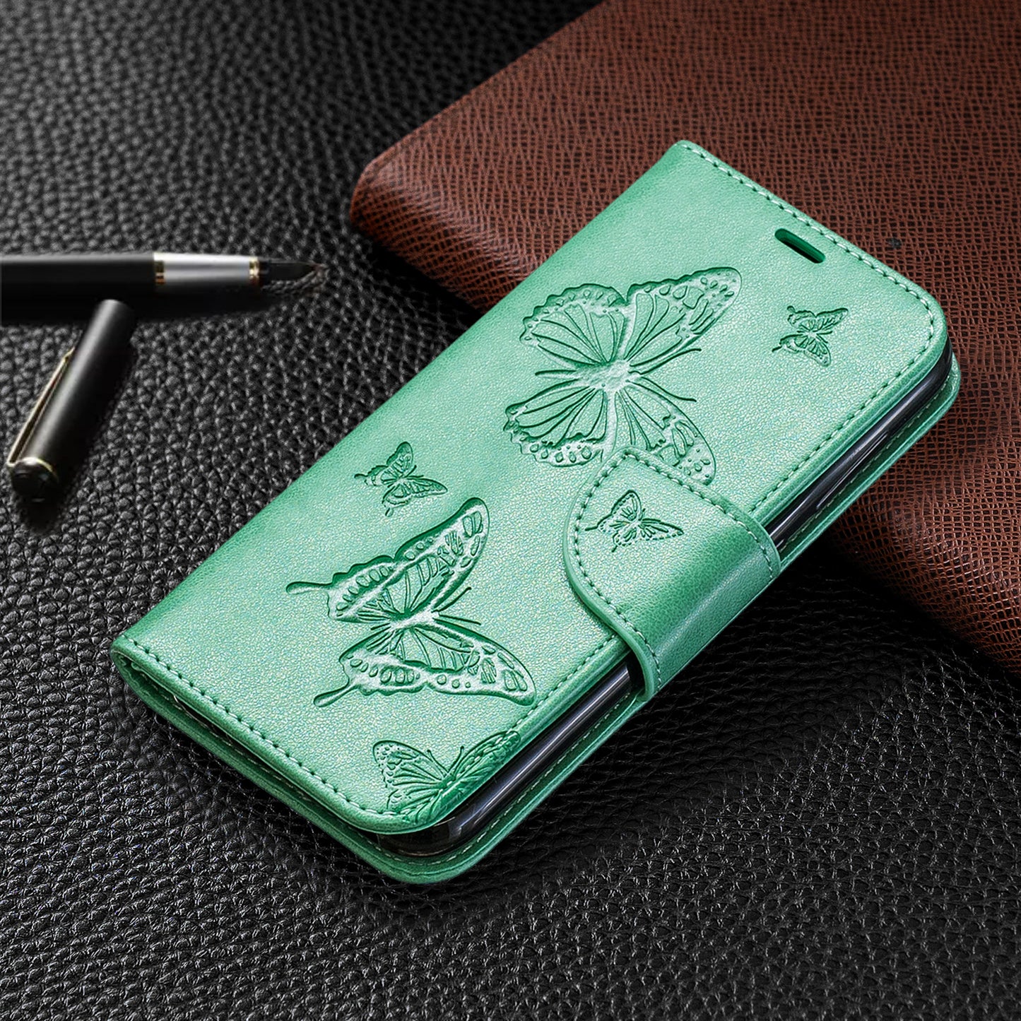 Imprint Butterfly Leather Wallet Case for Nokia 4.2