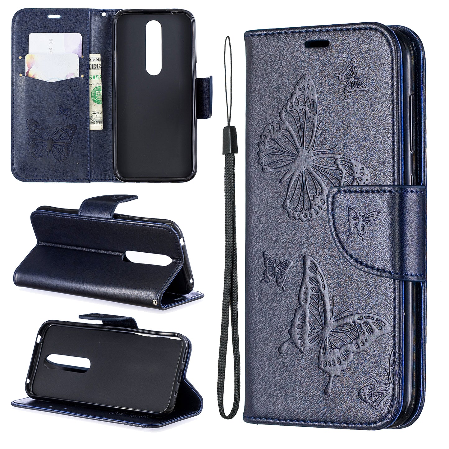 Imprint Butterfly Leather Wallet Case for Nokia 4.2