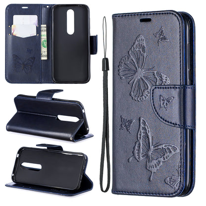 Imprint Butterfly Leather Wallet Case for Nokia 4.2