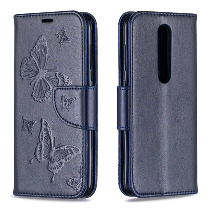 Imprint Butterfly Leather Wallet Case for Nokia 4.2