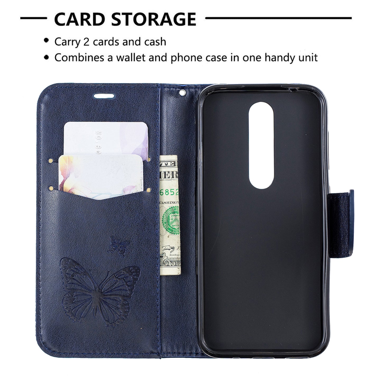 Imprint Butterfly Leather Wallet Case for Nokia 4.2