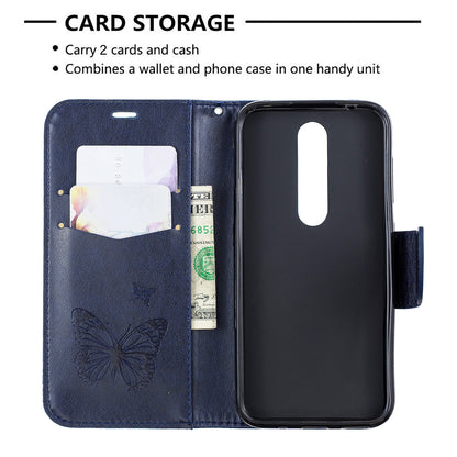 Imprint Butterfly Leather Wallet Case for Nokia 4.2
