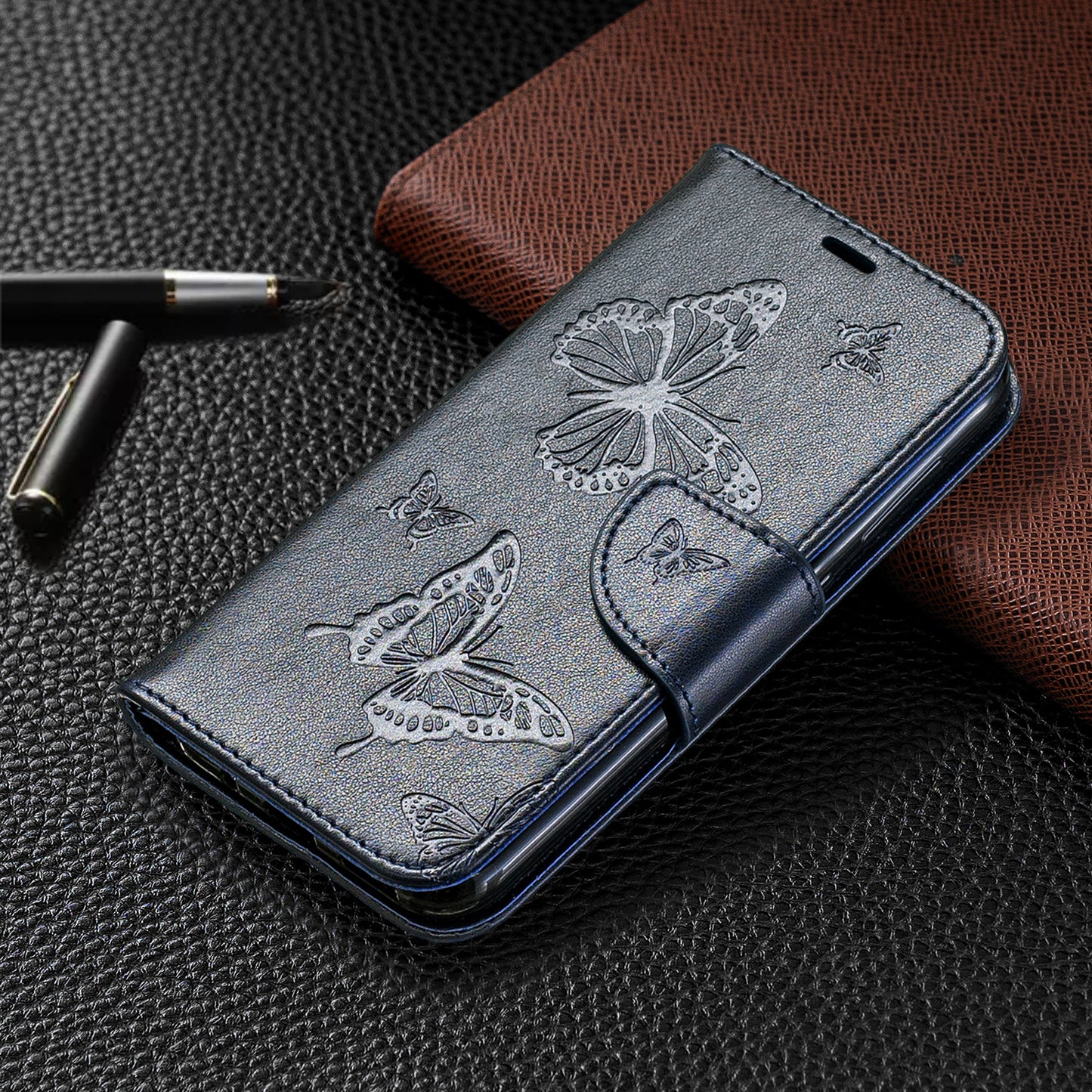 Imprint Butterfly Leather Wallet Case for Nokia 4.2