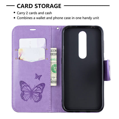 Imprint Butterfly Leather Wallet Case for Nokia 4.2