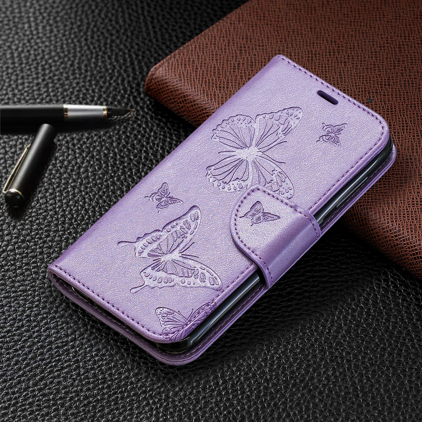 Imprint Butterfly Leather Wallet Case for Nokia 4.2