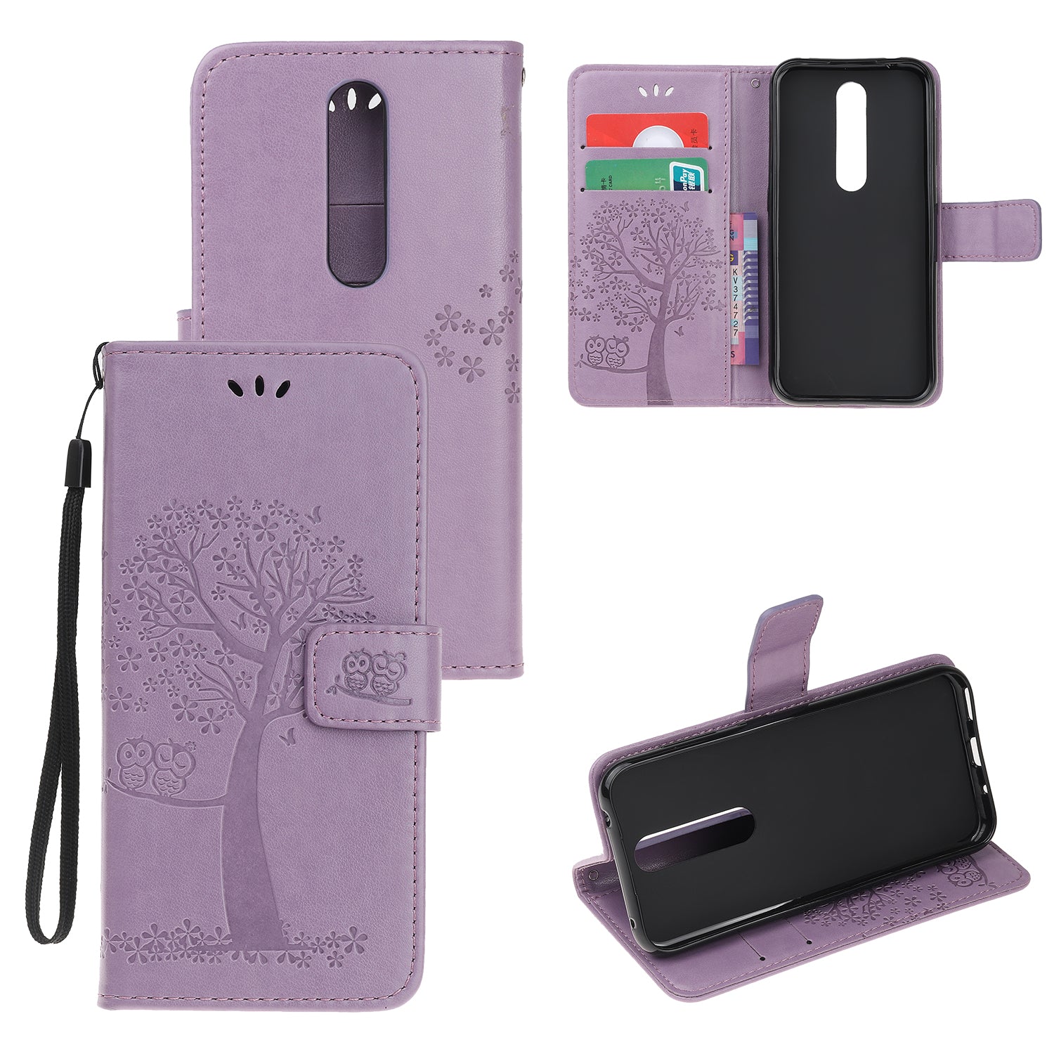 Imprint Tree Owl Leather Wallet Case for Nokia 4.2 (2019)
