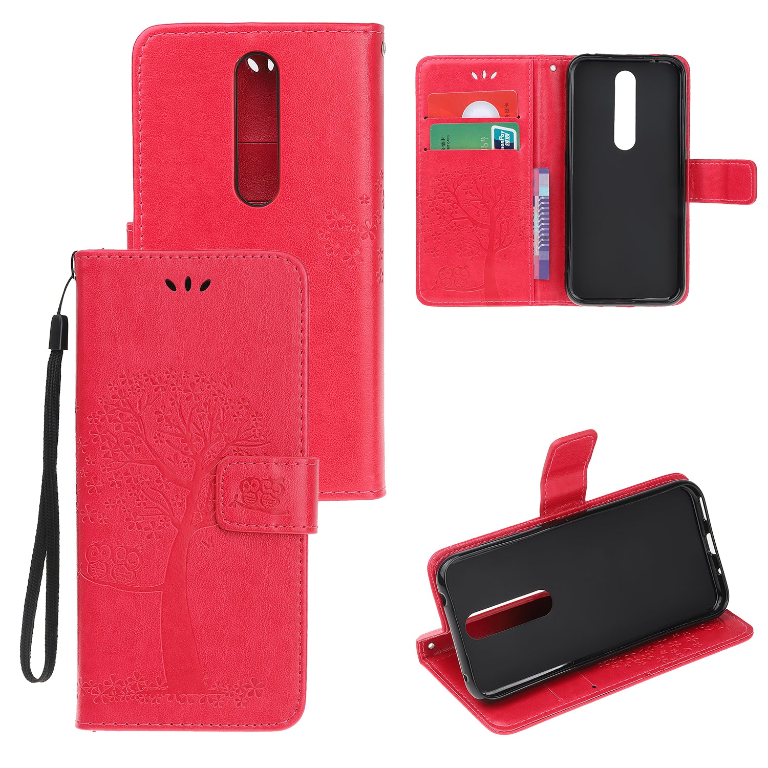Imprint Tree Owl Leather Wallet Case for Nokia 4.2 (2019)