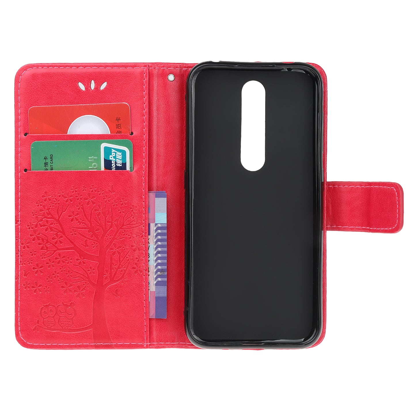 Imprint Tree Owl Leather Wallet Case for Nokia 4.2 (2019)