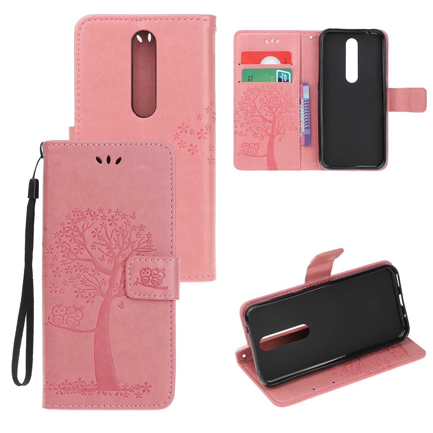 Imprint Tree Owl Leather Wallet Case for Nokia 4.2 (2019)