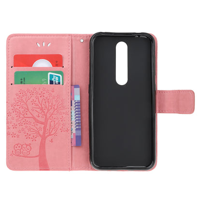 Imprint Tree Owl Leather Wallet Case for Nokia 4.2 (2019)