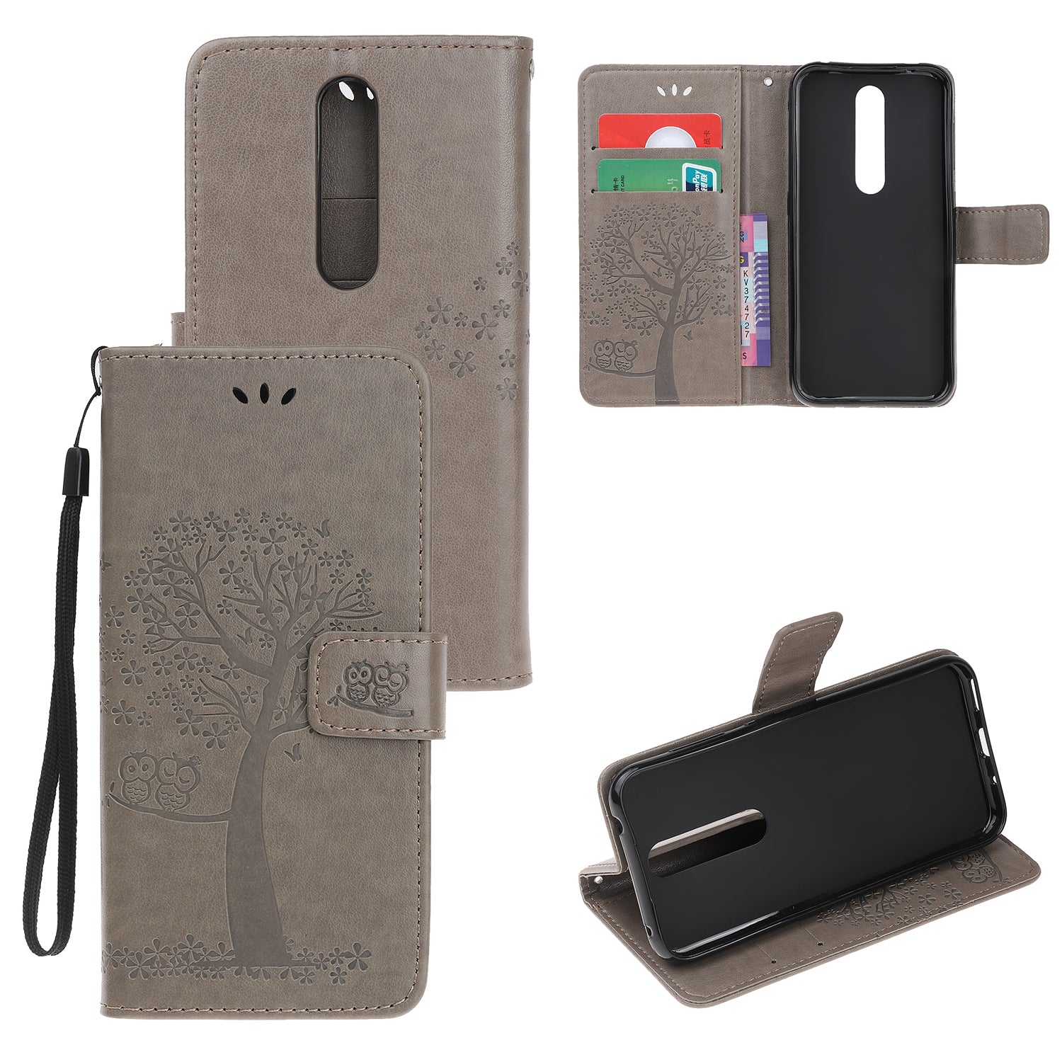 Imprint Tree Owl Leather Wallet Case for Nokia 4.2 (2019)