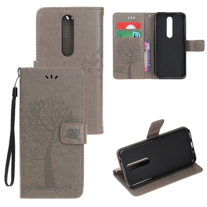 Imprint Tree Owl Leather Wallet Case for Nokia 4.2 (2019)