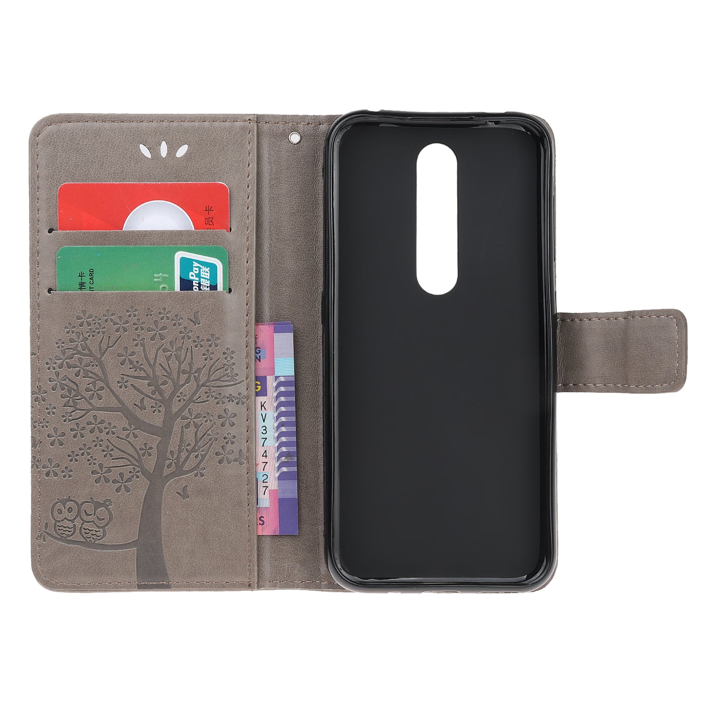 Imprint Tree Owl Leather Wallet Case for Nokia 4.2 (2019)