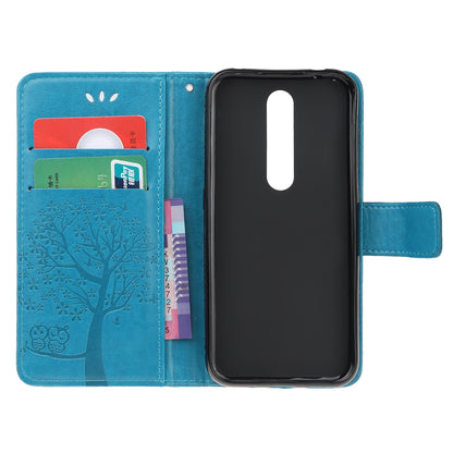 Imprint Tree Owl Leather Wallet Case for Nokia 4.2 (2019)