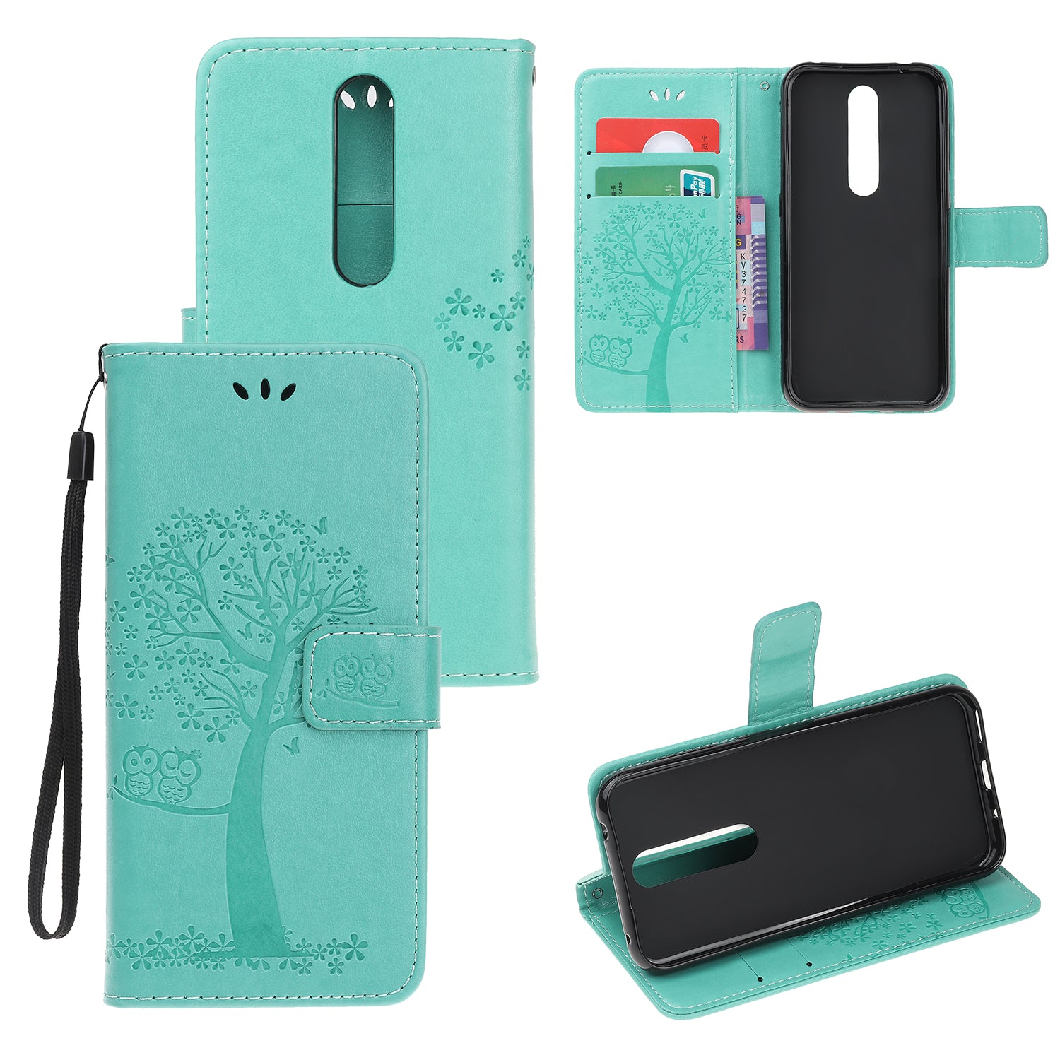 Imprint Tree Owl Leather Wallet Case for Nokia 4.2 (2019)