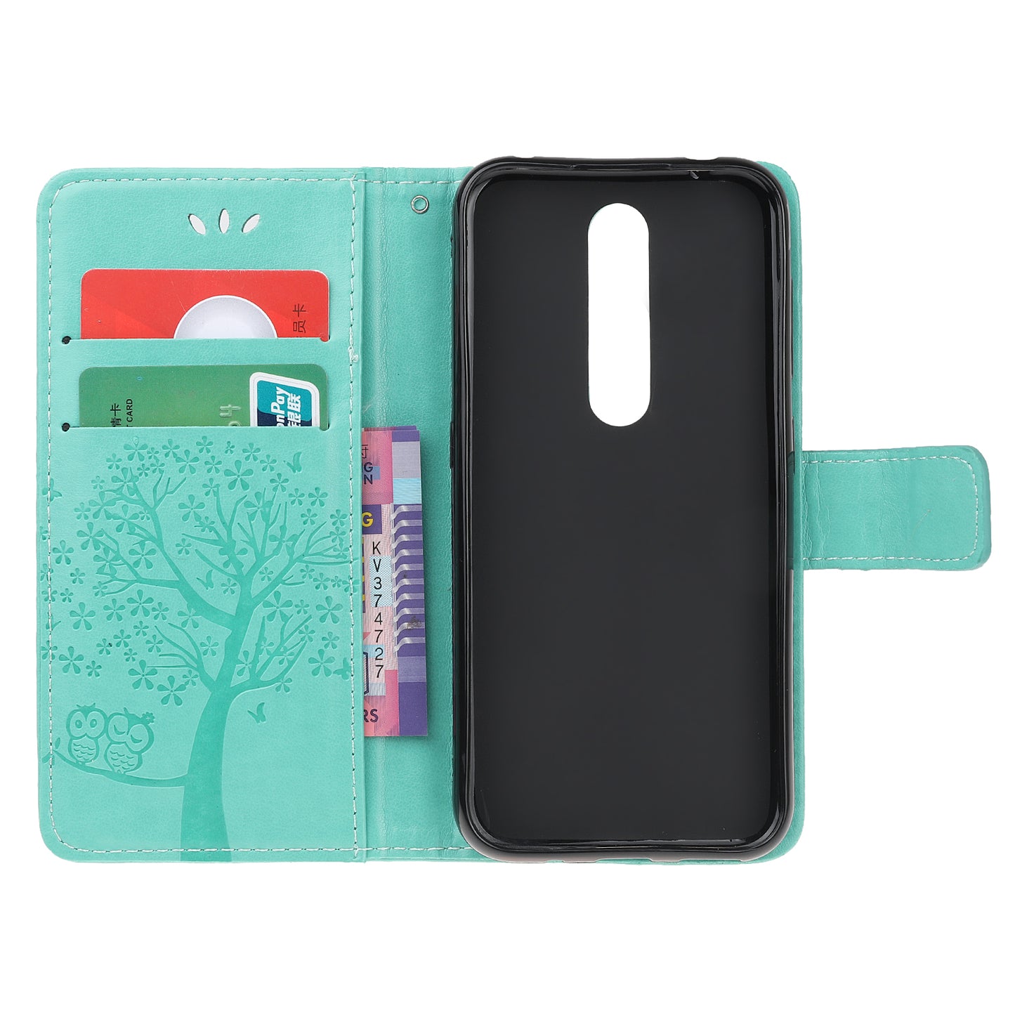 Imprint Tree Owl Leather Wallet Case for Nokia 4.2 (2019)