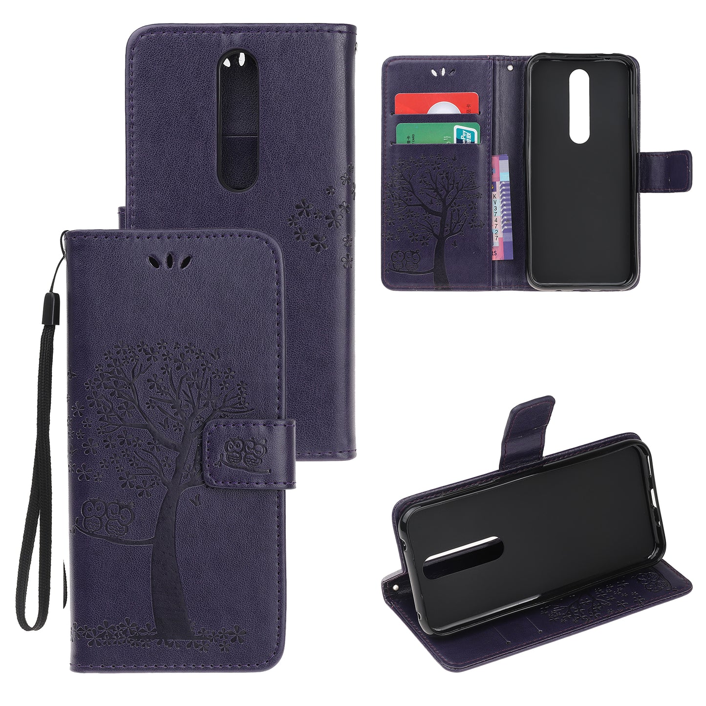 Imprint Tree Owl Leather Wallet Case for Nokia 4.2 (2019)