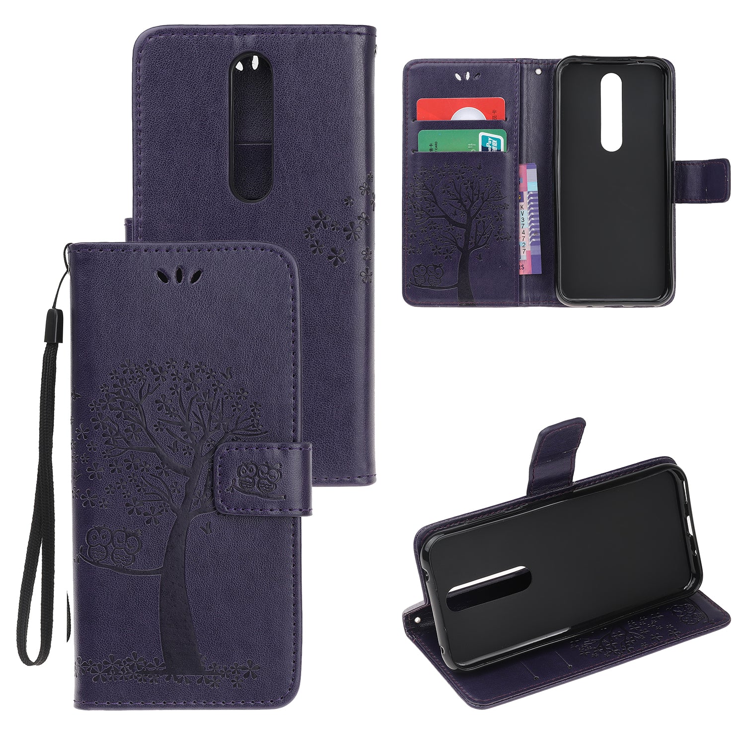 Imprint Tree Owl Leather Wallet Case for Nokia 4.2 (2019)