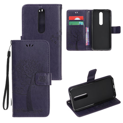 Imprint Tree Owl Leather Wallet Case for Nokia 4.2 (2019)