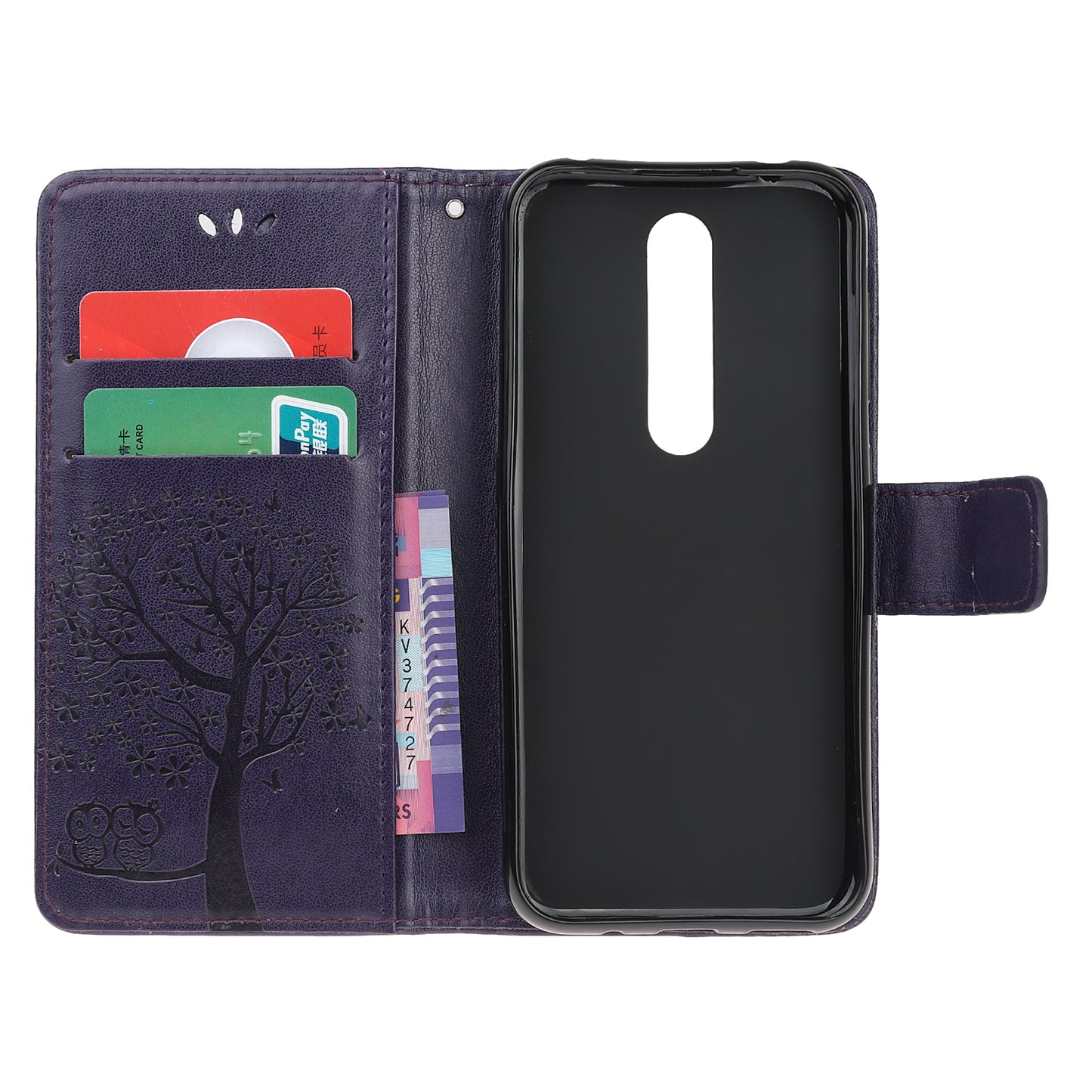 Imprint Tree Owl Leather Wallet Case for Nokia 4.2 (2019)