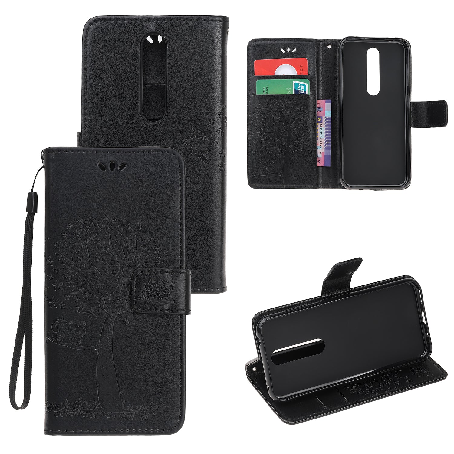 Imprint Tree Owl Leather Wallet Case for Nokia 4.2 (2019)