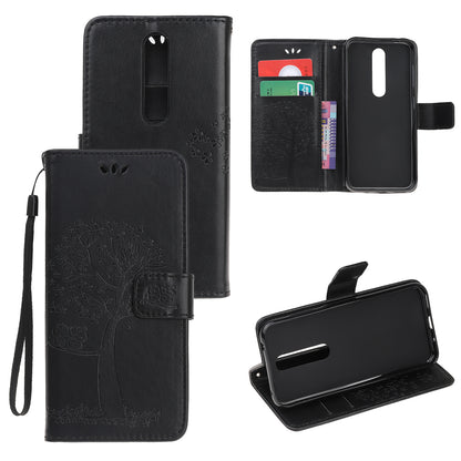 Imprint Tree Owl Leather Wallet Case for Nokia 4.2 (2019)
