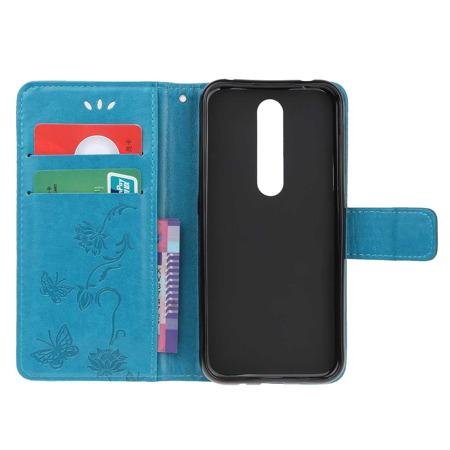 For Nokia 4.2 (2019) Imprint Butterfly Flower Leather Phone Cover [Wallet Stand]