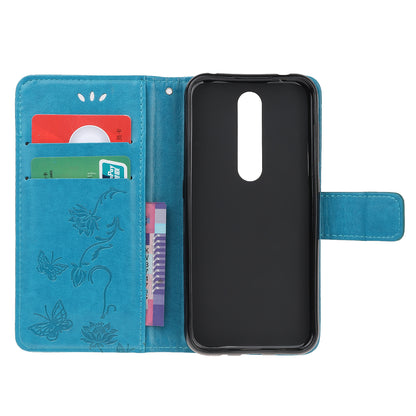 For Nokia 4.2 (2019) Imprint Butterfly Flower Leather Phone Cover [Wallet Stand]