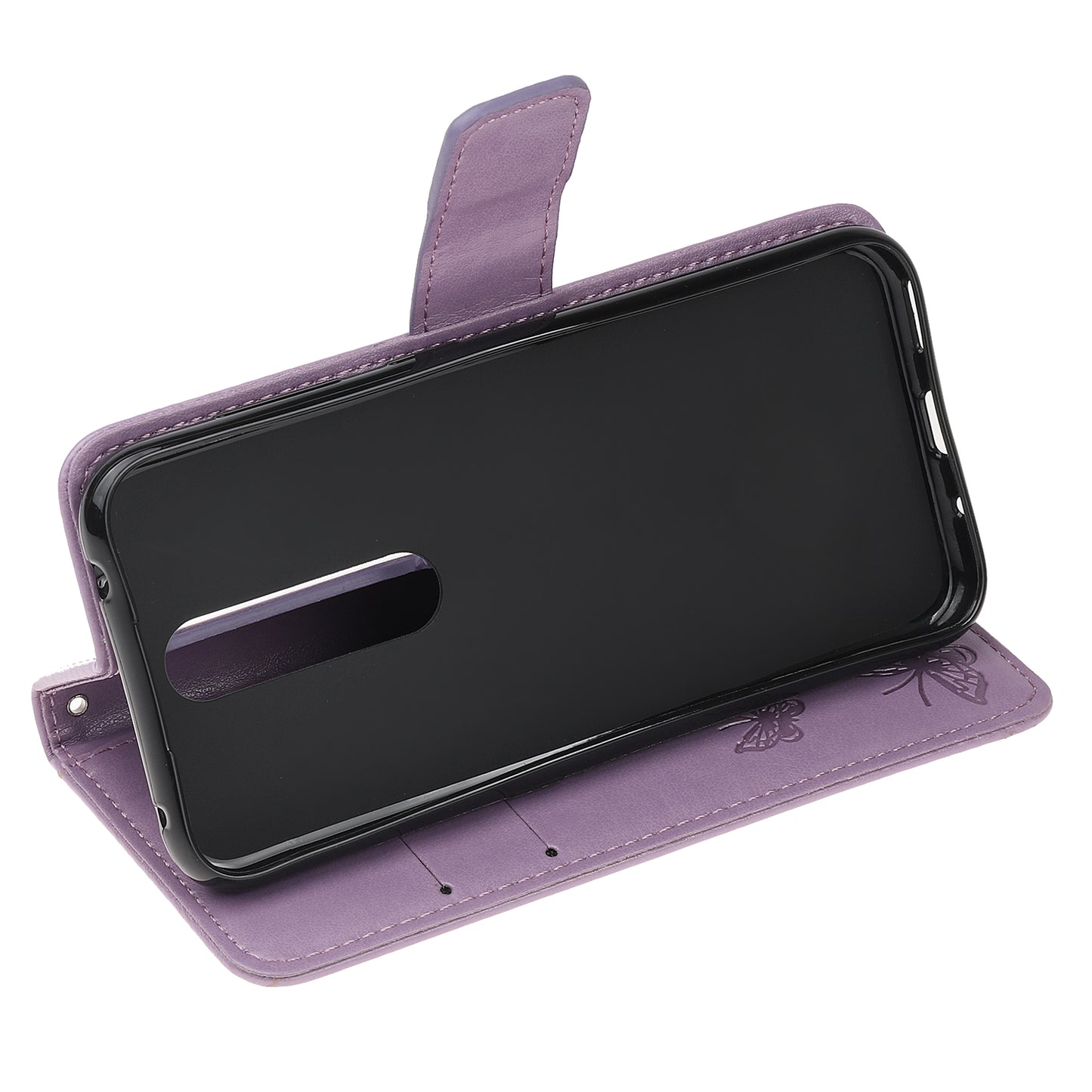 For Nokia 4.2 (2019) Imprint Butterfly Flower Leather Phone Cover [Wallet Stand]