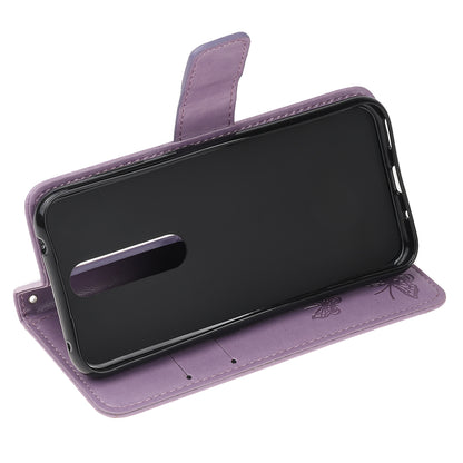 For Nokia 4.2 (2019) Imprint Butterfly Flower Leather Phone Cover [Wallet Stand]