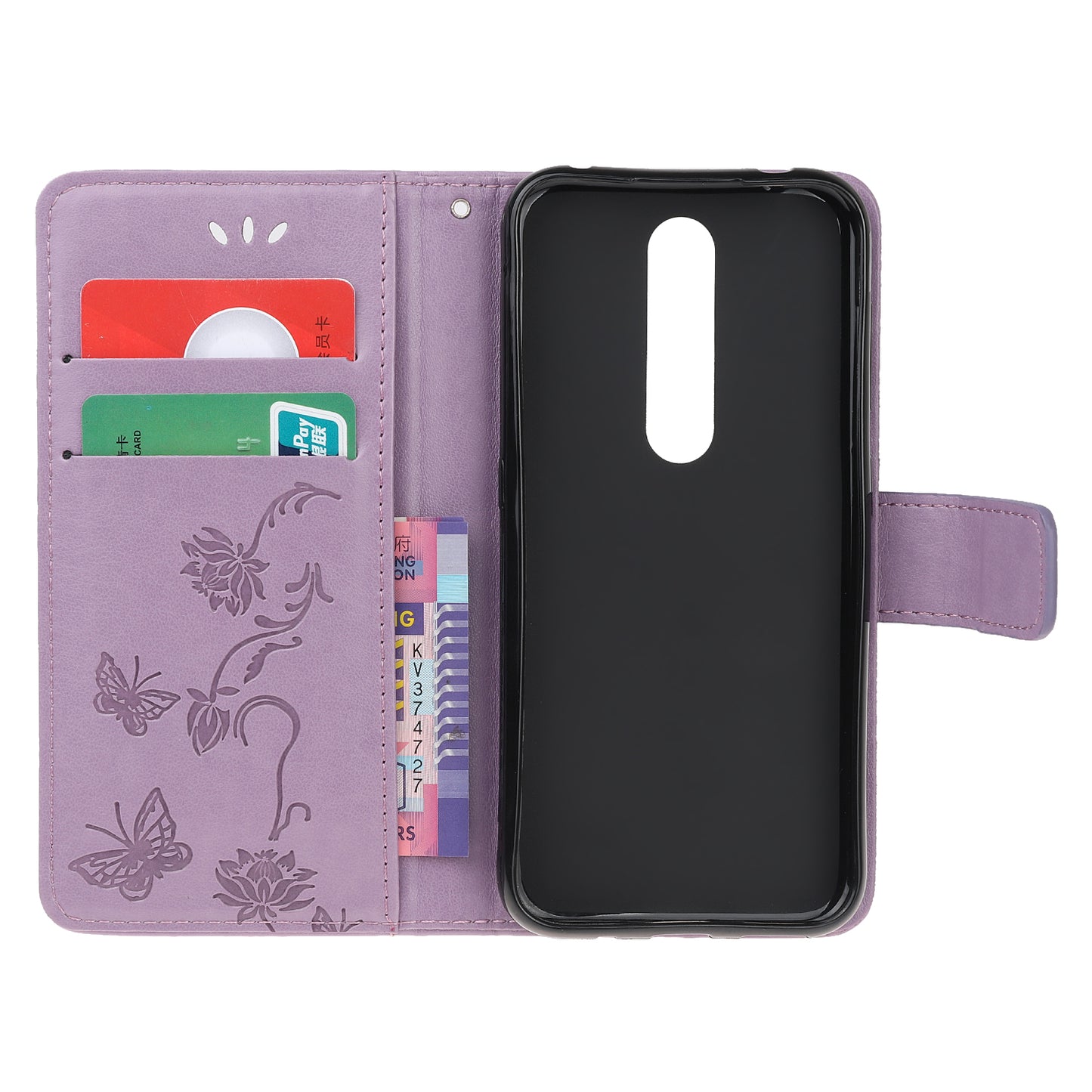 For Nokia 4.2 (2019) Imprint Butterfly Flower Leather Phone Cover [Wallet Stand]