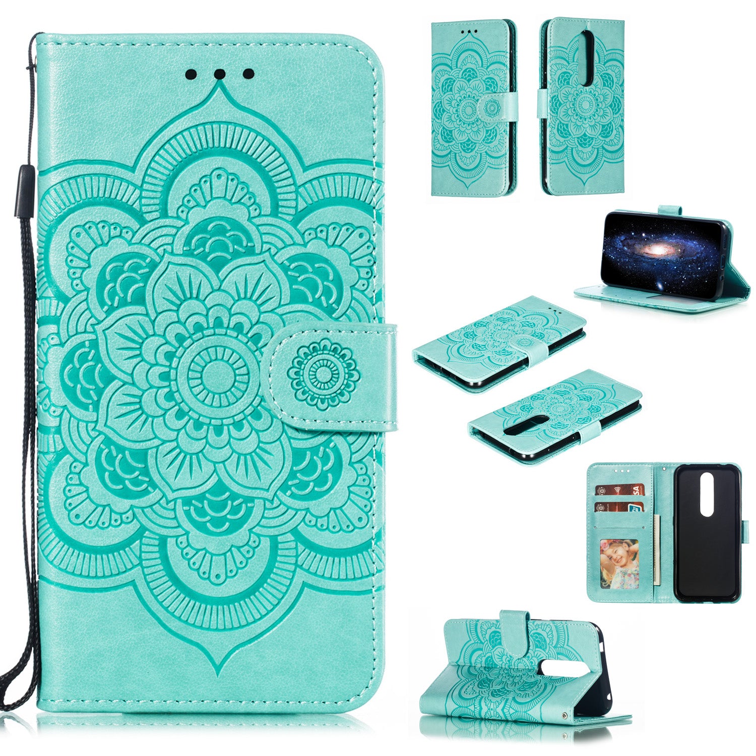 Imprint Mandala Flower Leather Wallet Case for Nokia 4.2 (2019)