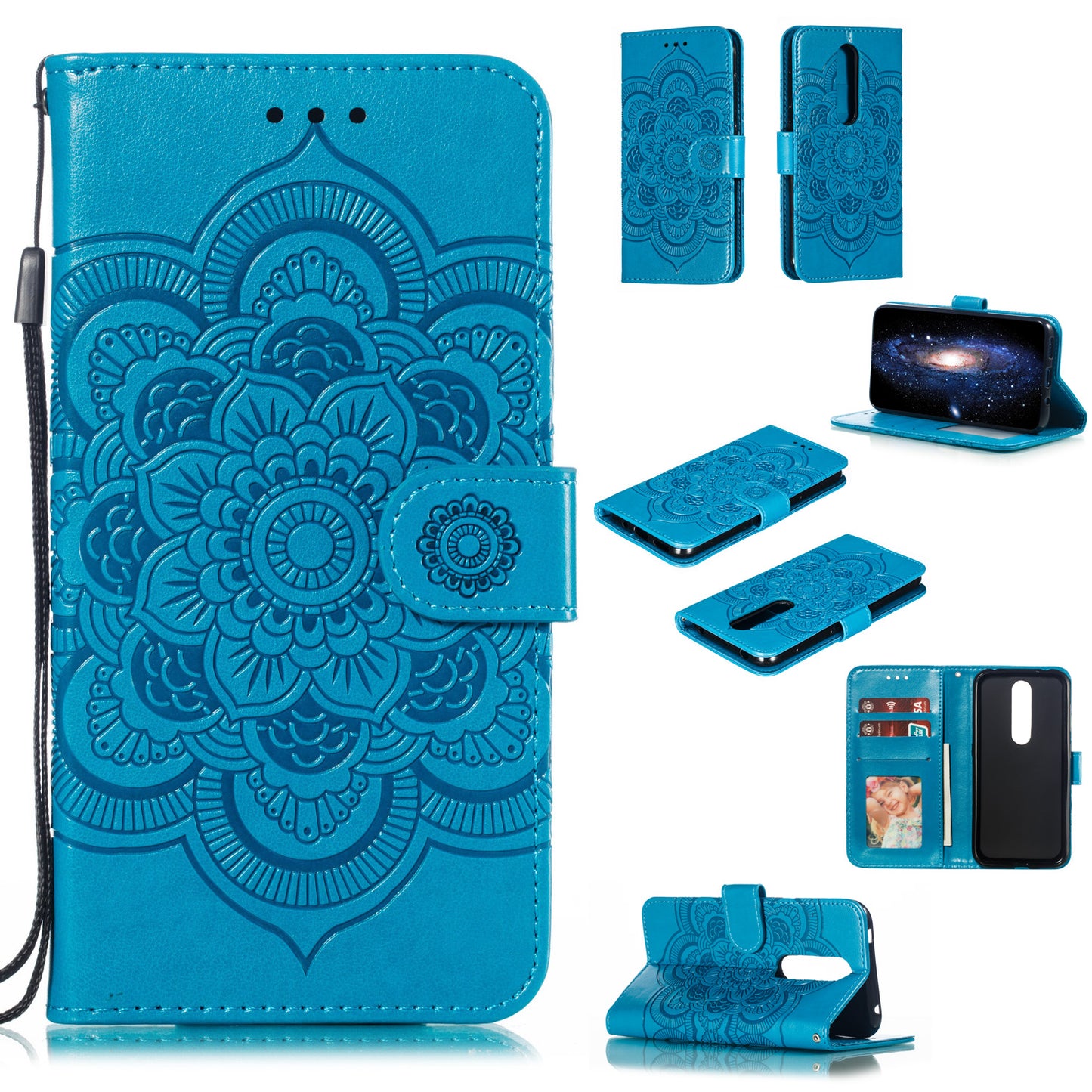 Imprint Mandala Flower Leather Wallet Case for Nokia 4.2 (2019)