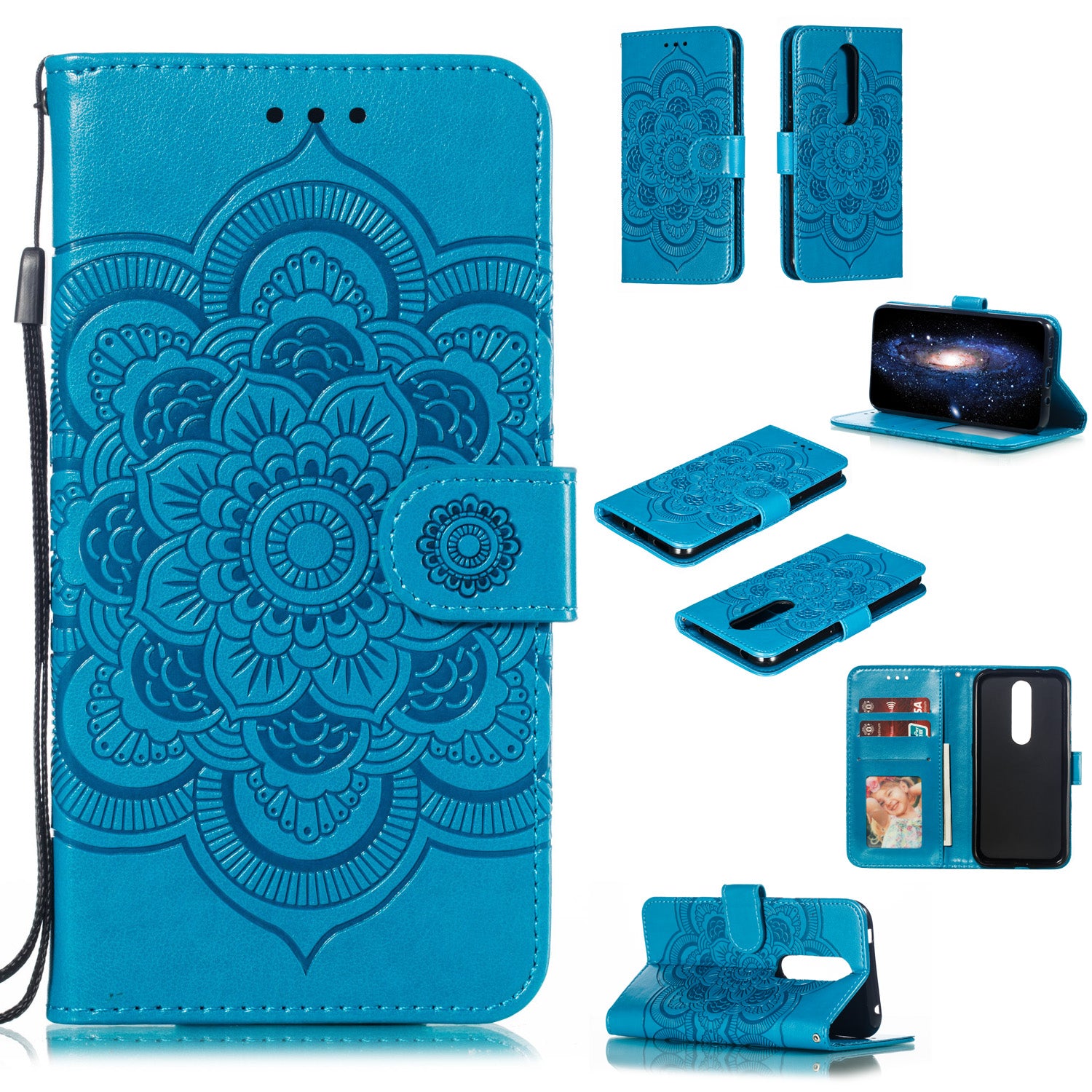 Imprint Mandala Flower Leather Wallet Case for Nokia 4.2 (2019)