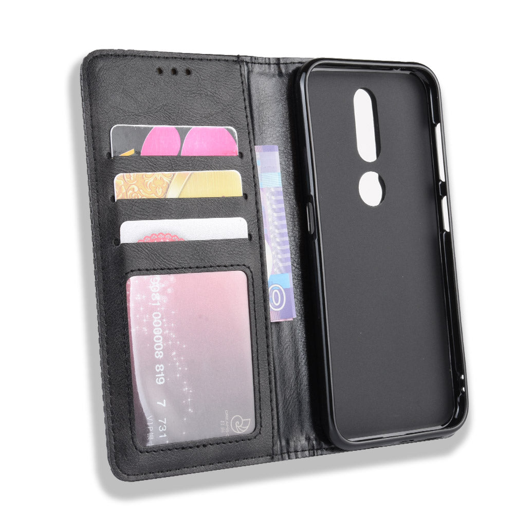 Auto-absorbed Vintage Leather Wallet Phone Shell Case for Nokia 4.2 (2019)