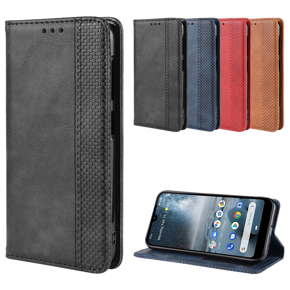 Auto-absorbed Vintage Leather Wallet Phone Shell Case for Nokia 4.2 (2019)