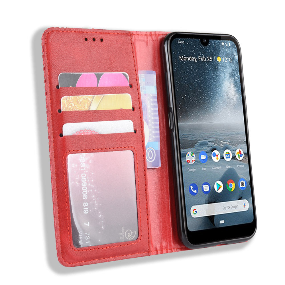 Auto-absorbed Vintage Leather Wallet Phone Shell Case for Nokia 4.2 (2019)