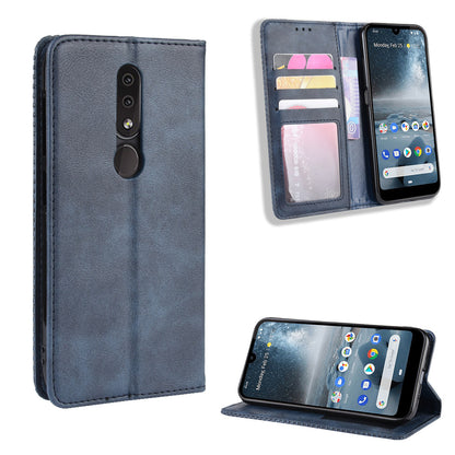 Auto-absorbed Vintage Leather Wallet Phone Shell Case for Nokia 4.2 (2019)