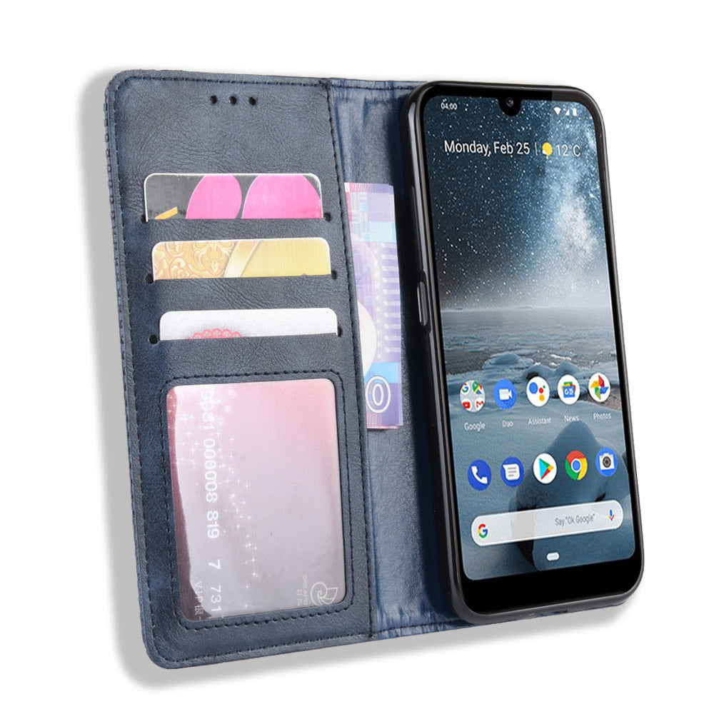 Auto-absorbed Vintage Leather Wallet Phone Shell Case for Nokia 4.2 (2019)