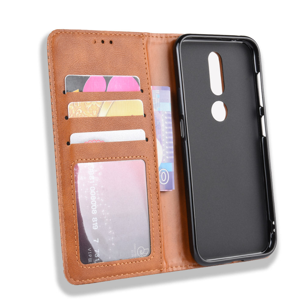 Auto-absorbed Vintage Leather Wallet Phone Shell Case for Nokia 4.2 (2019)