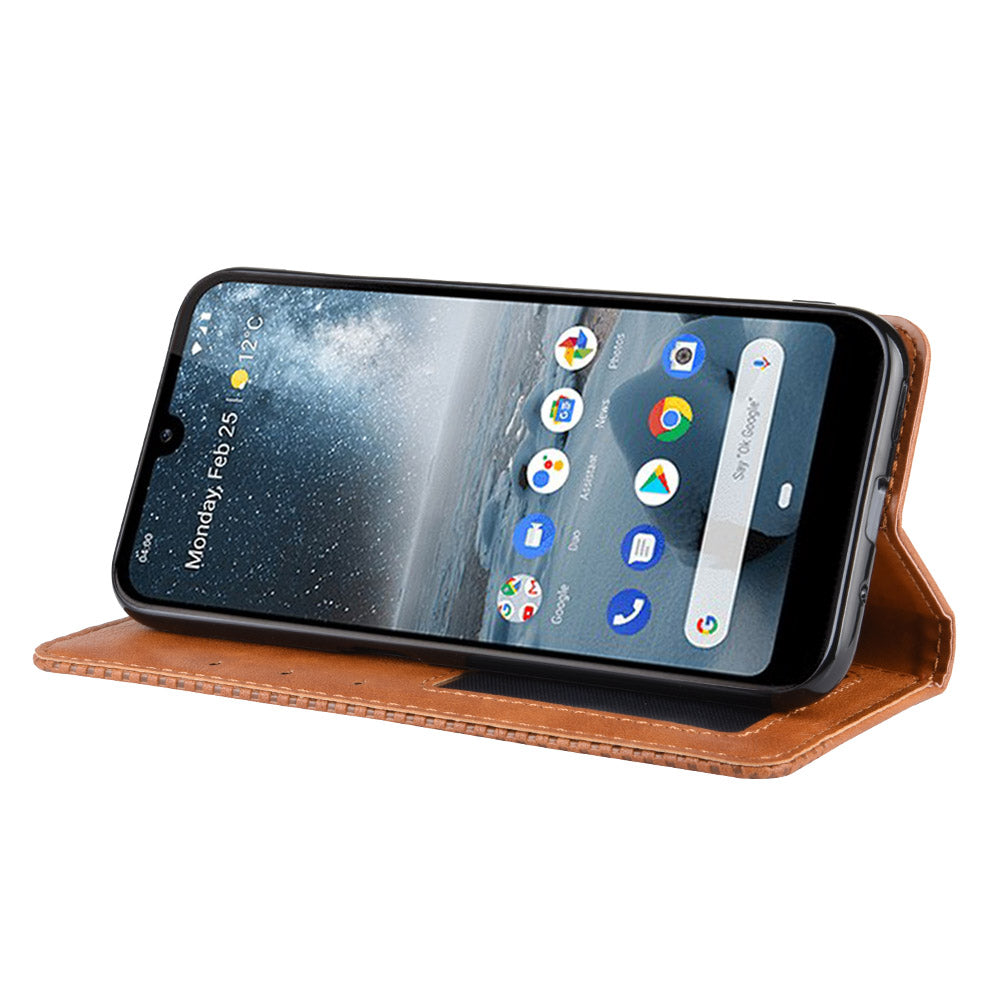 Auto-absorbed Vintage Leather Wallet Phone Shell Case for Nokia 4.2 (2019)
